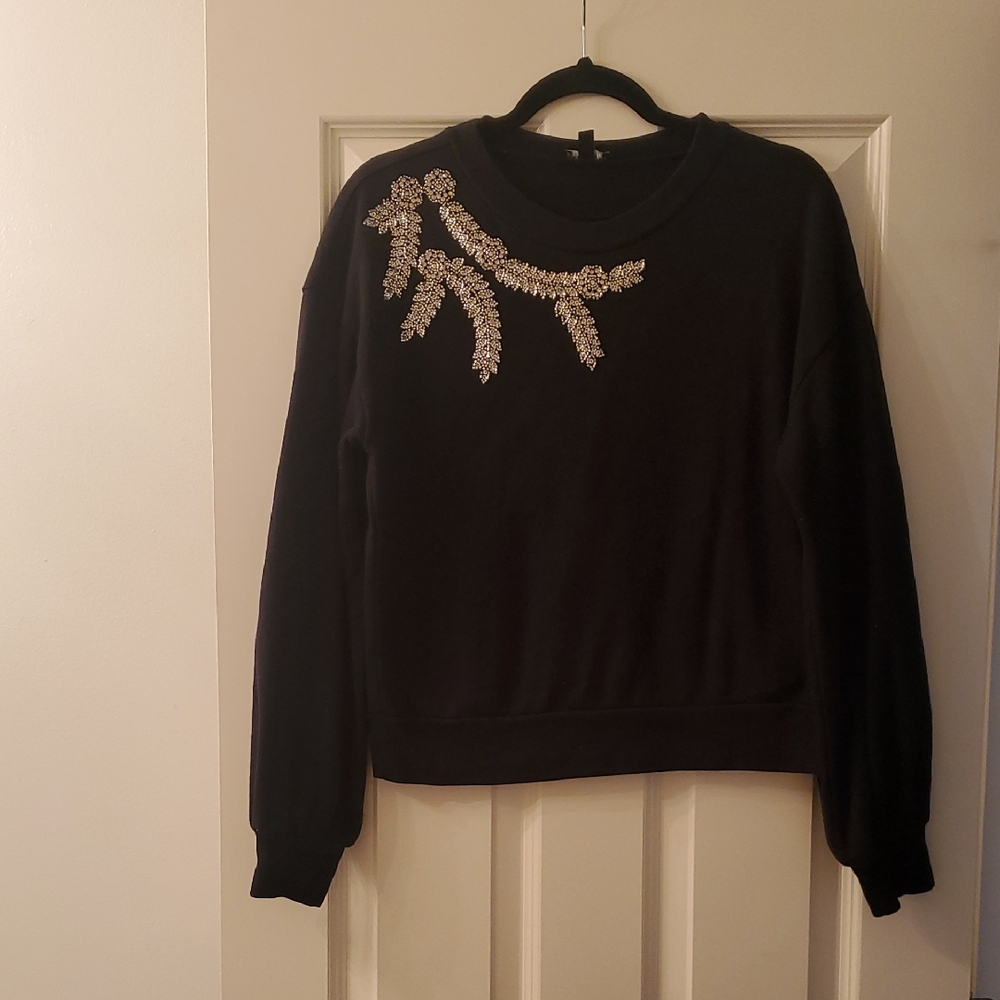 Express Black Sweater with Silver Embellishments